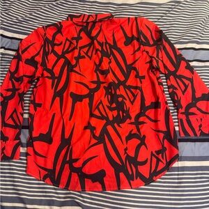 Men’s red and black button-down shirt